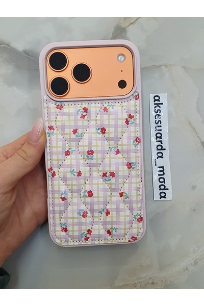 ZB Aksesuarda Moda حافظة مبطنة متوافقة مع iPhone 17 Pro بنمط زهور مطرزة مع صن...