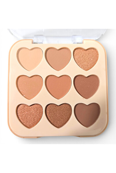 Sudedi Home 9’lu Kalp Göz Farı Paleti Sıcak Nude Ton Mat Simli Pigmentli Prof...