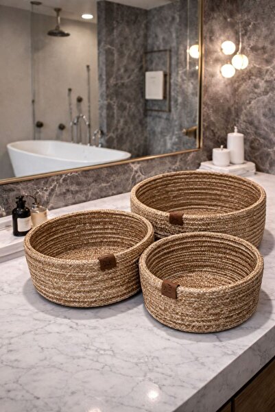 Öz-Tex Home Γιούτα, Ψάθινο καλάθι, Μαύρο καλάθι, Διακόσμηση, Οργανωτής, Καλάθ...