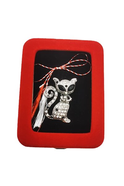 Vision XXI Mystical Silver Cat Brooch in Red Velvet Box