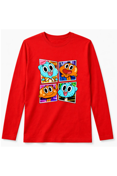 Efendioğlu Design Tricou din bumbac cu mânecă lungă, cu imprimeu foto Gumball...