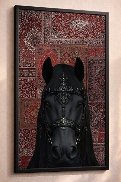 Çağlayan Reklam Γοτθικό άλογο στο Nalbur, αισθητική αφίσα τοίχου με μαύρο άλο...