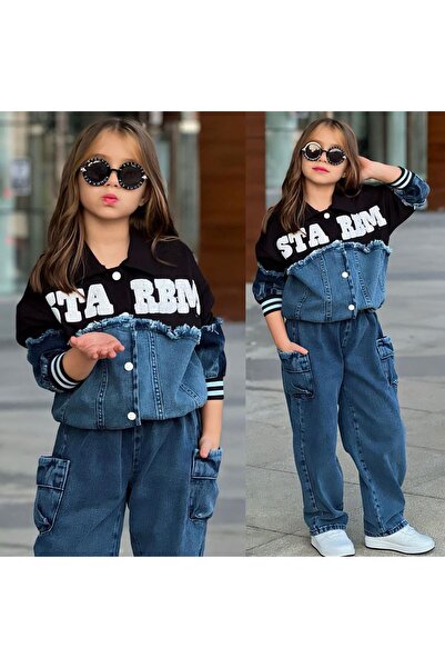 Bisahane Girl's Starbm Jeans Embroidered Set