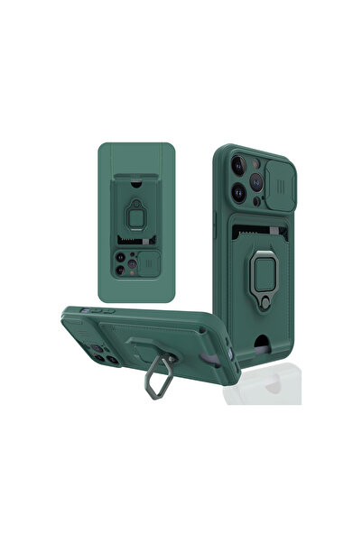 cepmoda حافظة آيفون 14 برو ماكس مع حلقة - حزام للرقبة - حامل بطاقات - غطاء مت...