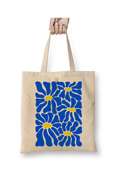 Toyaso Πολύχρωμα λουλούδια μαργαρίτας Λευκή υφασμάτινη τσάντα με μακριά λαβή ...