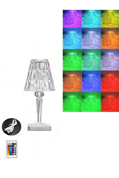 AMRIS Transparent Crystal Lamp with LED, USB Charging and Remote Control