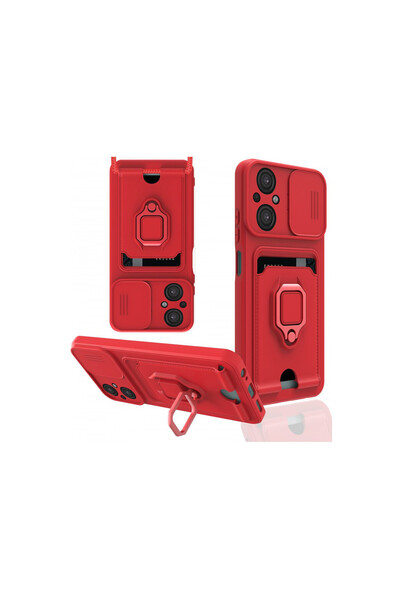 cepmoda Poco M5 Ring Case - with Neck Strap - Card Holder - Multi-Purpose Cov...