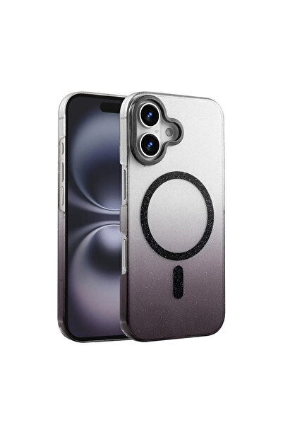 xirshop غطاء آيفون 16 بلس اللامع متوافق مع ماج سيف - أسود