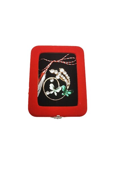 Vision XXI Broșă mare în cutie de catifea roșie cu fereastră de sticlă, aranj...