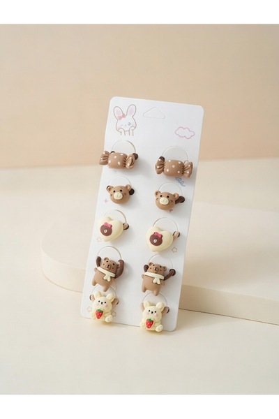 LİNACO Kız Çocuk Sevimli Ayı Tavşan Figürlü Çıt Çıt Toka Seti 10’lu