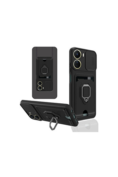 cepmoda حافظة فيفو Y16 مع حلقة - حزام للرقبة - حامل بطاقات - غطاء متعدد الاست...