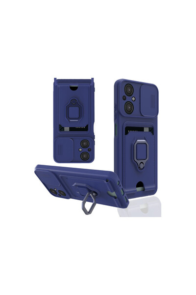 cepmoda Poco M5 Ring Case - with Neck Strap - Card Holder - Multi-Purpose Cov...