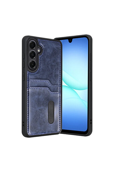 xirshop حافظة جلدية لهاتف سامسونج جالاكسي A17 5G مع بطاقة سارة - أزرق داكن