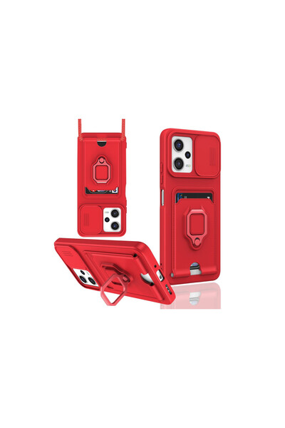 cepmoda Poco X5 5g / Note 12 (5g) "Case with Ring and Ip Strap, Card Holder C...