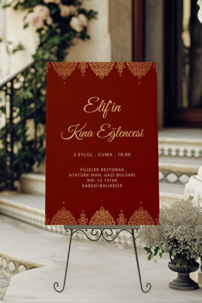 Rabadon Kişiye Özel Düğün Karşılama Panosu - Çiçekli Nişan Nikah Hoşgeldiniz ...