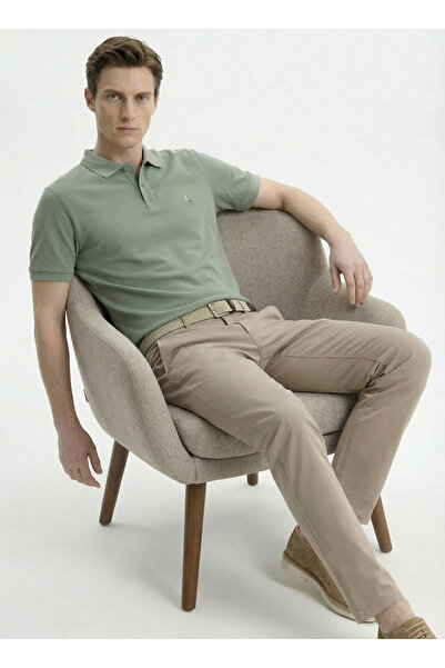 Fabrika Diyagonal Açık Haki Erkek Polo T-Shirt F6SM-TST 2103