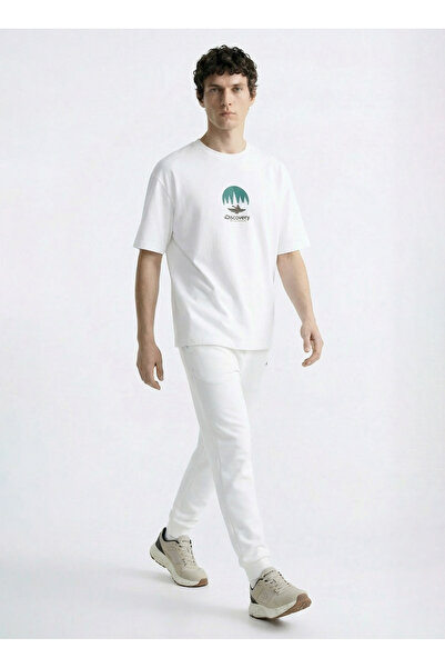 Discovery Expedition D6SM-TST3778 Pembe Bisiklet Yaka Relaxed Baskılı Erkek T...