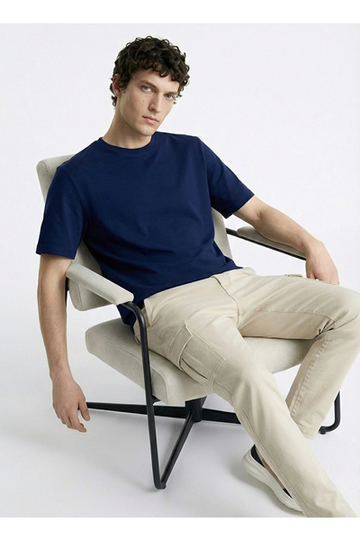 Discovery Expedition D6SM-TST3804 Lacivert Bisiklet Yaka Rahat Düz Erkek T-Shirt