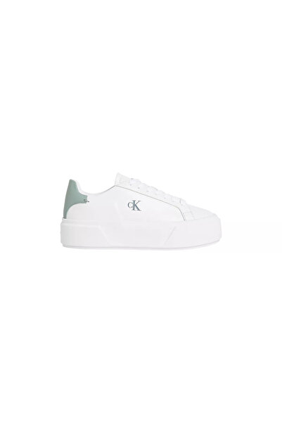 Calvin Klein Women's Platform Sole Ck Logo Leather White Sneaker Yw0Yw01928-05X