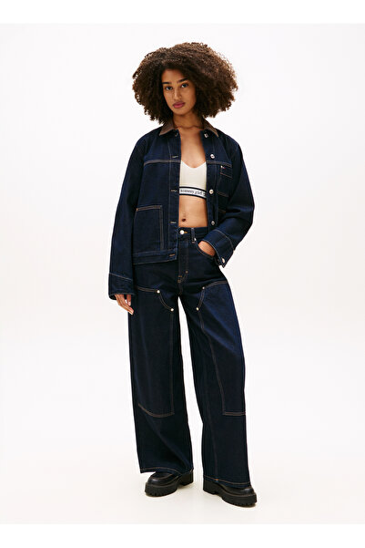 Tommy Jeans Lacivert Kadın Standart Fit Denim Ceket OVSZ CHORE JACKET EI6050