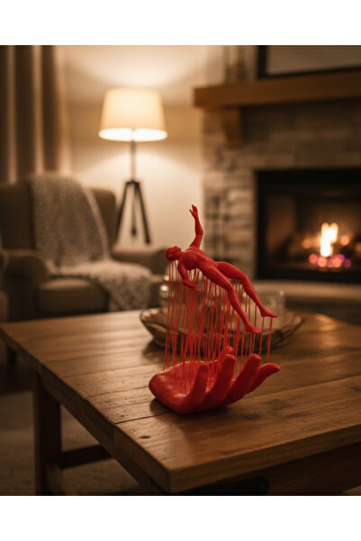CT STONES Figurină decorativă abstractă modernă, roșie, în formă de mână 3D, ...