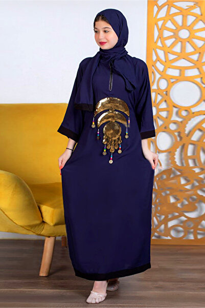 AsrymShop عباية او اسدال بناتي قطن فسكوز خفيف كحلي