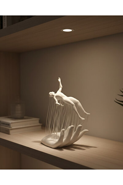 CT STONES Figurină umană 3D pe mână, decor minimalist alb pentru masă