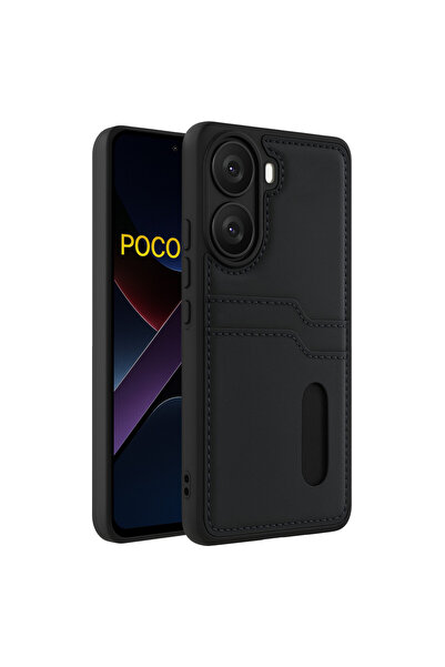 halkhouse Poco X7 ProKılıf Kamera Korumalı Deri Kartlıklı Cüzdan Sara Kapak