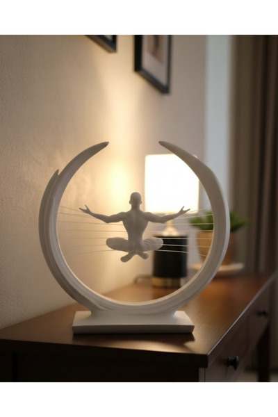 CT STONES Statuie Zen 3D în formă de lună, decor cu figurină umană în meditație
