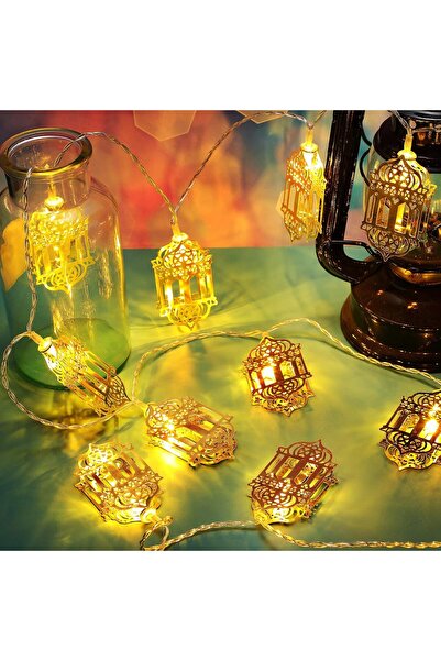 Generic Ramadan decorations: 20 golden lanterns - 3 meters long, battery oper...