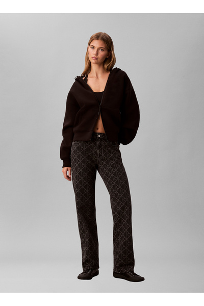 Calvin Klein Jeans Yüksek Bel Düz Paça Straight Siyah Kadın Denim Pantolon SI...