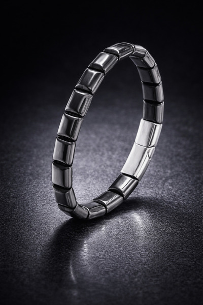 İyyaKee Erkek Kadın Kare Hematit Doğaltaşlı Çelik Halat Ve Klips Bileklik