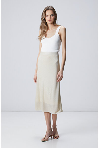 Network Bej Taş Detaylı Triko Etek