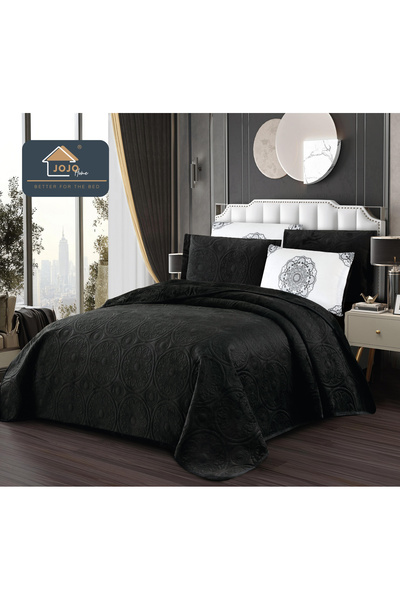 FIONNA.RO 5-Piece Printed Velvet Duvet Cover Set - Black
