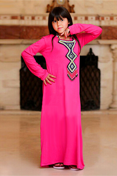 AsrymShop Girls' abaya or jilbab, Lightweight Cotton Lycra, pink