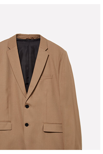 Sisley Men's Mink Color Viscose Blended Slim Fit Blazer Jacket