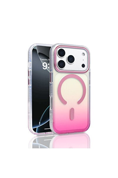 Paladyum Case iPhone 17 Pro Compatible Transparent Color Gradient Pink Taurus...