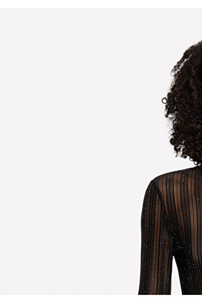 Sisley Kadın Siyah Trasparan Regular Fit Uzun Kollu T-Shirt