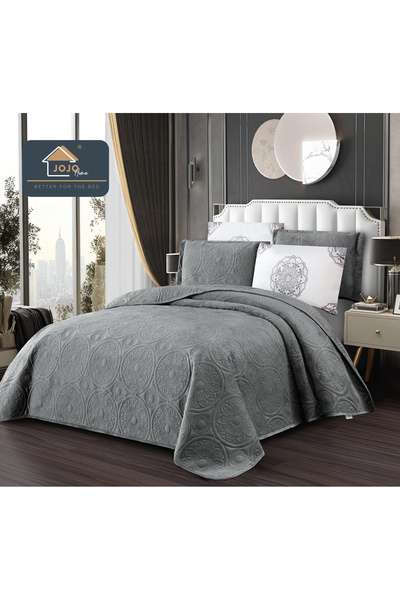 FIONNA.RO 5-Piece Printed Velvet Duvet Cover Set - Grey