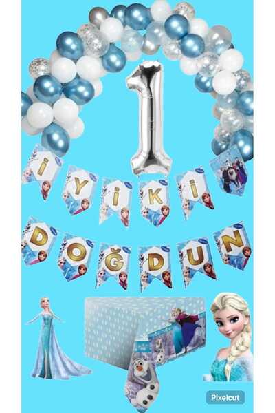 Mehca Frozen Elsa Anna Snow Queen Frozen 1 Year Old Birthday Concept Decorati...