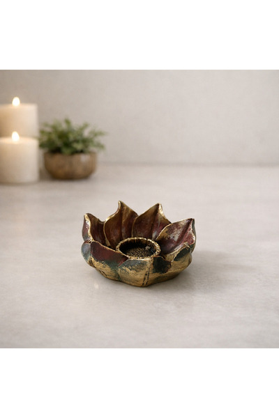 MGS COLLECTION Dekoratif Yapraklı Lotus Mumluk