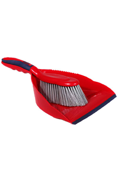 GCCE Plastic Hand Dustpan with Small Brush, Red