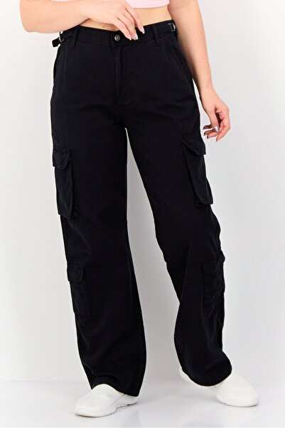 Don't Call Me Jennyfer Women Straight Fit Solid Cargo Pants, Black