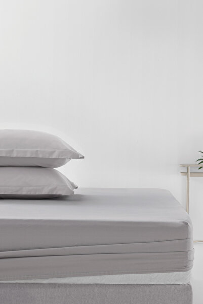 Yataş Nemty Double Cotton Satin Fitted Sheet - Gray