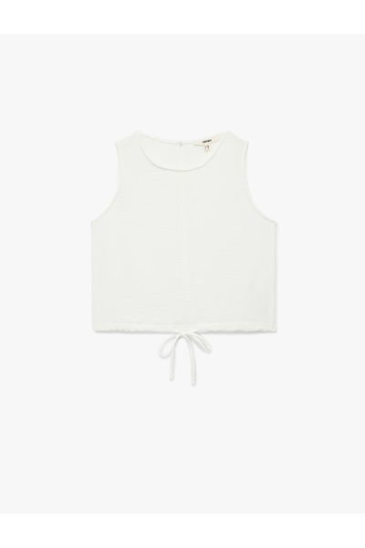 Koton Bluză de bază fără mâneci, cu decolteu tip bicicletă, cu fundă cu legăt...