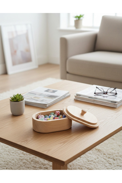 MONTETOYS Minimalist Design Minimalist Wooden Ellipse Box for Lovers Handcraf...