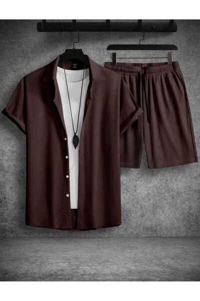 BRLKN Men's Short Sleeve Shirt Shorts Ottoman Set