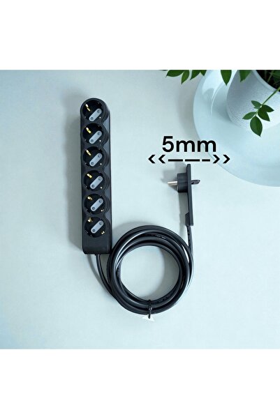 Noki Orvi Prime 1.5 Metre 6’lı Uzatma Kablosu | 5 mm Ultra İnce Fiş, Topraklı...