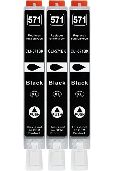 NO BRAND 3 cartușe de imprimantă XXL compatibile cu CLI-571 BK Negru pentru C...