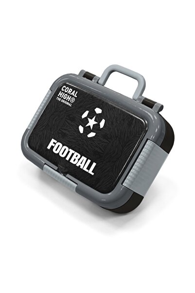 Coral High Kids Black Football Patterned Stainless Steel Lunch Box 39205